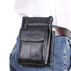 Men Vertical Leather Belt Bag Belt Loop Cell Phone Holster Case Hook Waist Bag Purse Wallet Travel Shoulder Crossbody Fanny Pack