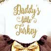 2018 Baby Girls DADDYS LITTLE TURKEY Romper Sequin Tutu Skirts 4PCS Outfits Set