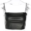 Womens Sexy Club PU Leather Tube Tops Camisole Solid Sleeveless Crop Tank Tops
