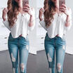 New Womens Ladies Summer Long Sleeve Shirt Loose Casual Blouse Tops T-Shirt
