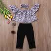 Kids Baby Girls Off Shoulder Leopard Top Blouse Long Pants Outfits Set Clothes