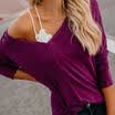 Womens Long Sleeve Pullover Shirt Ladies Loose Blouse Jumper V-neck Casual Tops
