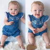 Newborn Infant Baby Girls Denim Pants Romper Jumpsuit Bodysuit Outfits Clothes
