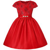 Girls Gorgeous Navy A-line Sequins Pleated Dresses Red Cap-sleeve Champagne Party Dress Clothing