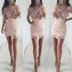 Womens White Flora Lace Two Piece Party Evening Cocktail Bodycon Mini Dress