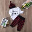 Newborn Baby Girl Boy Tops Romper Long Pants Headband Outfits Clothes Set