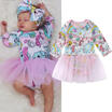Cartoon Infant Baby Kids Girls Unicorn Print Tulle Dress Clothes Party Princess