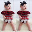 XMAS Toddler Baby Girl Sleeveless Off Shoulder Romper BodysuitHeadband Set