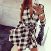 AU Women Check Shirt Mini Dress Lady Cotton Long Sleeve Plaid Romper Party Dress