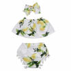 US STOCK Infant Baby Girl Lemon Tube TopsBriefs ShortsHeadband 3pcs Outfit Set