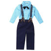 Toddler Baby Boy Bow Tie Plaid ShirtSuspender Pants Trousers Outfits 2pcs