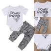 Newborn Baby Boy Girl Romper TopsLong Pants Easter Kids 2PCS Outfit Set Clothes