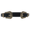 Women Lady Thin Skinny Metal Gold Buckle Waist Belt Elastic Waistband KY