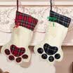 Plaid Christmas Gift Bags Pet Dog Cat Paw Stocking Socks Xmas Tree Ornaments Hot