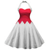Vintage Halter Polka Dot Color Block Pin Up Dress