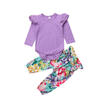 UK Newborn Baby Girl Fly Sleeve Tops Romper Flower Pants AutumnOutfits Clothes