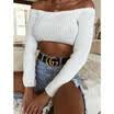 UK New Women Clubwear Tank Crop Top Vest Blouse Off Shoulder Long Sleeve T-Shirt