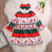 US Stock Toddler Baby Girls Snowflake Christmas Cartoon DressesHeadband Clothes