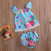 Summer Sleeveless Baby Girls Floral TopsShorts Pants 2pcs Outfits Clothes Set