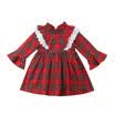 Canis Toddler Kid Baby Girls Lace Plaids Long Sleeve Romper Bodysuit Party Dress