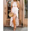 2Pcs Womens Stripe Boho Chiffon Party Dress Beach Dresses Long Maxi Spilt Skirt
