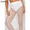 UK Women Lace High Waist Beach Wide Leg Pants See Through Swimwear Long Trousers