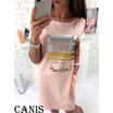 Fashion Women Short Sleeve Casual T-Shirt Mini Dress Ladies Tops Blouse Sundress