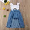 Toddle Baby Kids Girls Dress Tops Denim Shorts Trailing Sundress Clothes Outfit