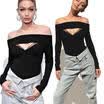 Sexy Women Ribbed Jumpsuit Front Plunge Lace up Tie Bodysuit Leotard Top Blouse