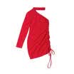 Autumn Spring Women Long Sleeve Lady Sexy Slim Fit Slanted shoulder Casual Dress