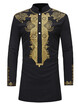 Dashiki Stand Collar Mid-Length Slim Mens Shirt