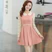 Arthur&39s Womens Women Dresses Korean Style Sturdy Dolls Lace Stitching Long Sleeve Waist Dresses Female S2206 Pink XL
