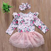2Pcs Adorable Toddle Infant Baby Girl Casual Floral Romper Headband Outfit 0-24M