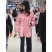 Womens Striped Casual Tops Shirt Loose Fashion Blouse Clothes Plus Size T-Shirt