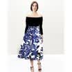 UK Women Stylish Charming Off Shoulder Floral Printed Skater Evening Party Dress