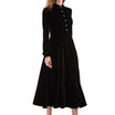 A Word Skirt Pure Color Round Neck Long Sleeve Dress