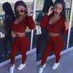 2pcs Women Crop Top BlousePants Two-piece Playsuit Bodysuit Jumpsuit Romper Set
