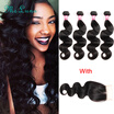 Ms Luna Products Malaysian Body Wave 4 Bundles With Closure 7A Unprocessed Virgin Hair Weave Websites Human Hair Weave Closure