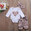 CA Newborn Baby Girl Romper Tops Flower Pants 3Pcs Outfits Headband Set Clothes