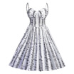 Vintage Music Note Print Backless Pinup Dress
