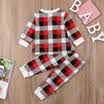 Hot Newborn Infant Baby Long Sleeve Red Lattice Cotton T-shirtPants Outfits