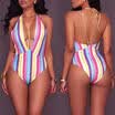 Women One Piece Monokini Push Up V-neck Bra Bikini Swimsuit Swimwear Bathing HE