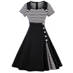 Vintage Striped Buttoned Pin Up Dress