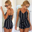 Women Striped Clubwear Summer Playsuit Bodycon Party Jumpsuit Romper Trousers