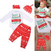Newborn Baby Boys Girls Christmas Clothes Tops Romper Pants Hat 4PCS Outfits Set