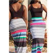 US Seller Sexy Women Boho Summer Evening Party Striped Long Dress Beach Dresses