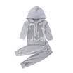 UK Toddler Kids Baby Girl Sequin Hooded Tops Pants Leggings 2Pcs Outfits Clothes