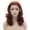 Iwona Synthetic Hair Lace Front Shoulder Length Wavy Burgundy Red Wig