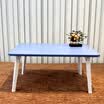 Double computer table bed with foldable laptop table elephant legs high cold blue