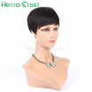 Cheap Pixie Cut Short Glueless Lace Front Human Hair Wigs with Bangs for African Americans Best Brazilian Hair Wigs